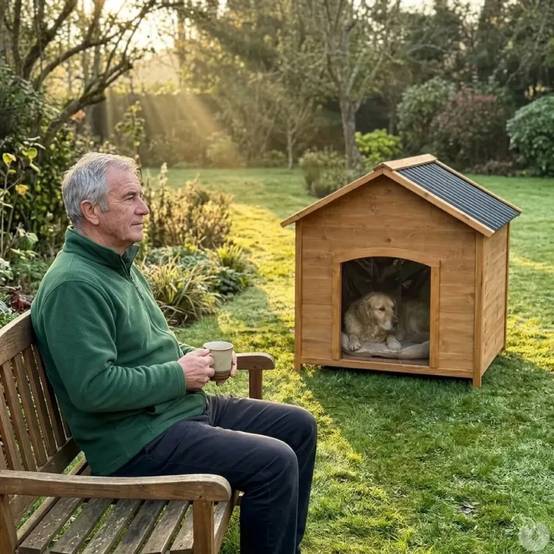Niche en bois chalet pour chien - Taille XL - Toit PVC - Image 4
