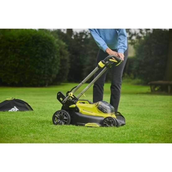 Ryobi - RYOBI - Tondeuse poussée 18V Brushless - Ø coupe 40 cm - ramassage et mulching - batterie 5,0 Ah & chargeur 2,0 A - RY18LMX40C - Image 4