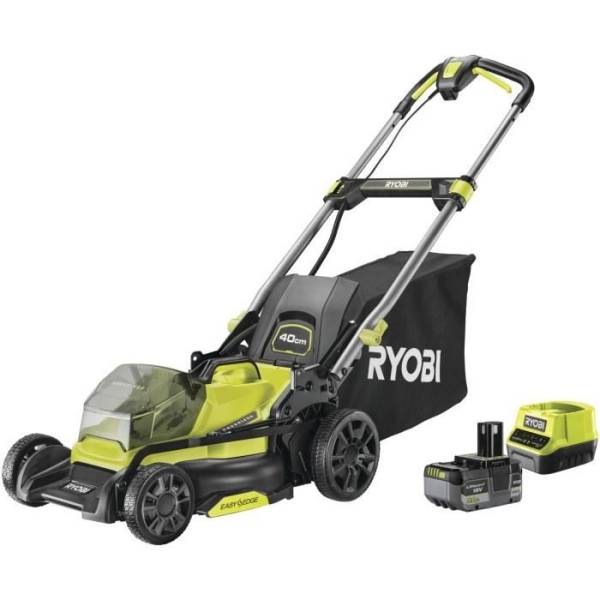 Ryobi - RYOBI - Tondeuse poussée 18V Brushless - Ø coupe 40 cm - ramassage et mulching - batterie 5,0 Ah & chargeur 2,0 A - RY18LMX40C