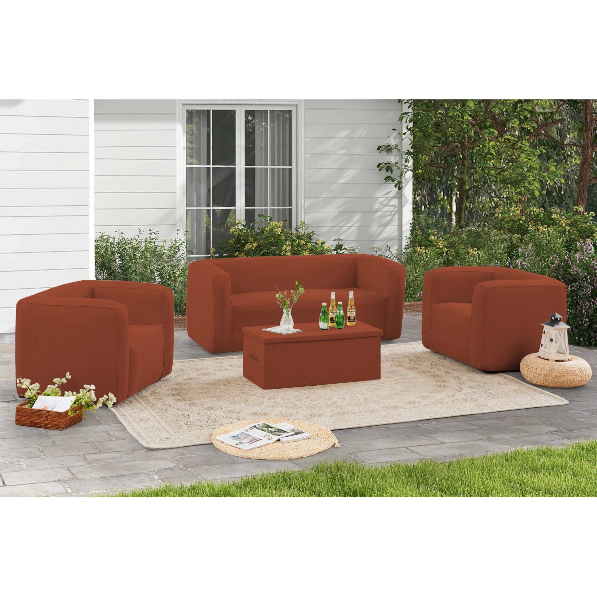 Table coffre Terracotta - Ouverture sur le dessus - Intérieur et extérieur - Couleur Terracotta - Imagen 3