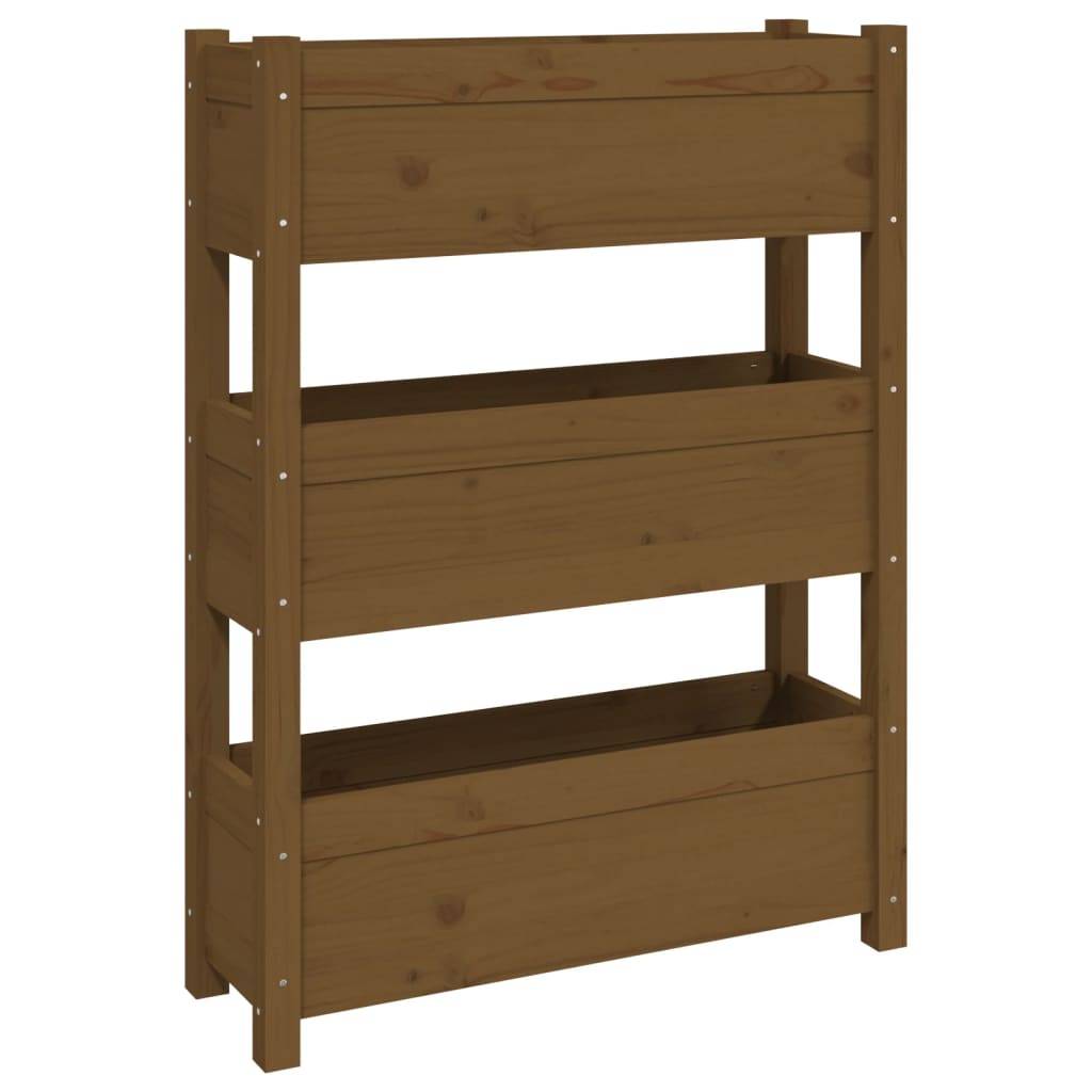 Maison Chic - Jardinière, Bac à fleurs, Pot de fleurs Marron miel 77x25x104,5 cm Bois massif de pin - Imagen 1