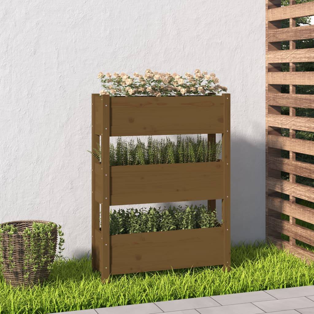 Maison Chic - Jardinière, Bac à fleurs, Pot de fleurs Marron miel 77x25x104,5 cm Bois massif de pin - Imagen 2