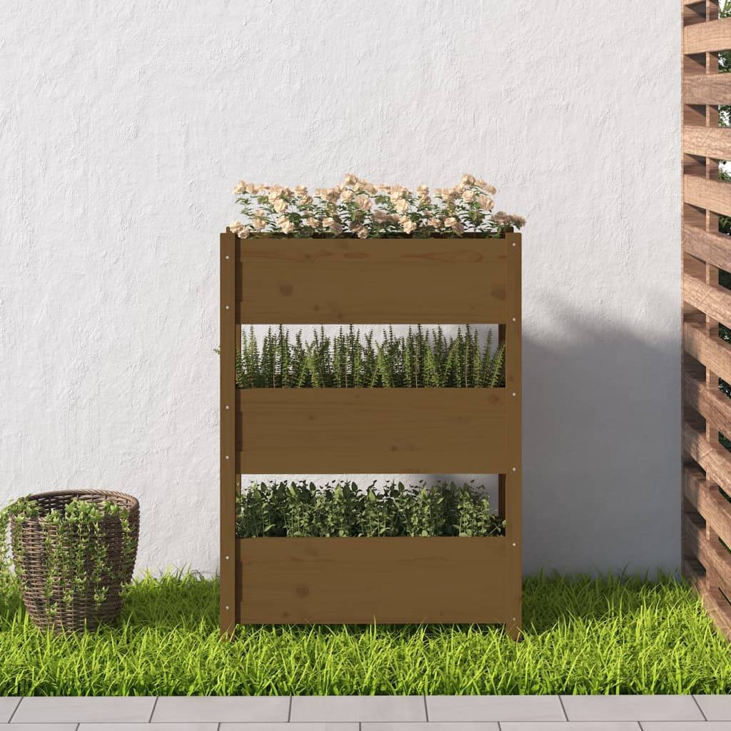 Maison Chic - Jardinière, Bac à fleurs, Pot de fleurs Marron miel 77x25x104,5 cm Bois massif de pin - Imagen 3