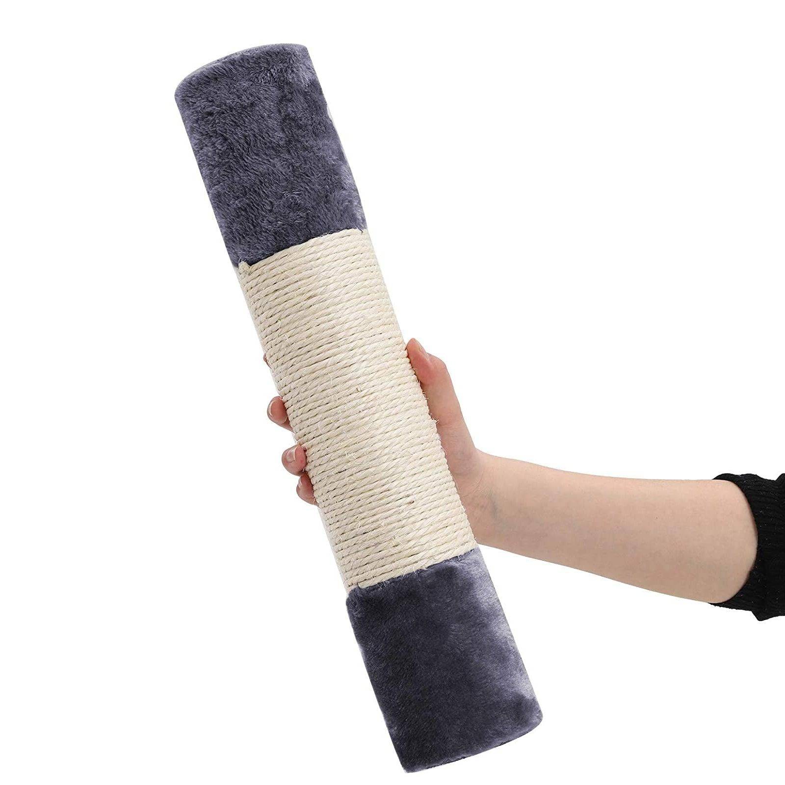 Helloshop26 - Arbre à chat colonne en sisal pour aiguiser les griffes 2 niches luxueuses maison de jeu meubles pour chatons chats et félins 84 cm couleur gris foncé - Imagen 3
