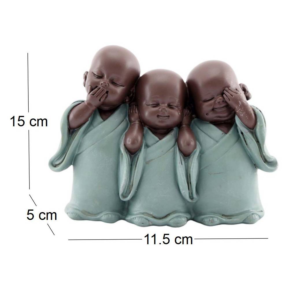 Sil - Statuette 3 bouddhas en polyrésine Enfants yeux fermés Sil - Imagen 2