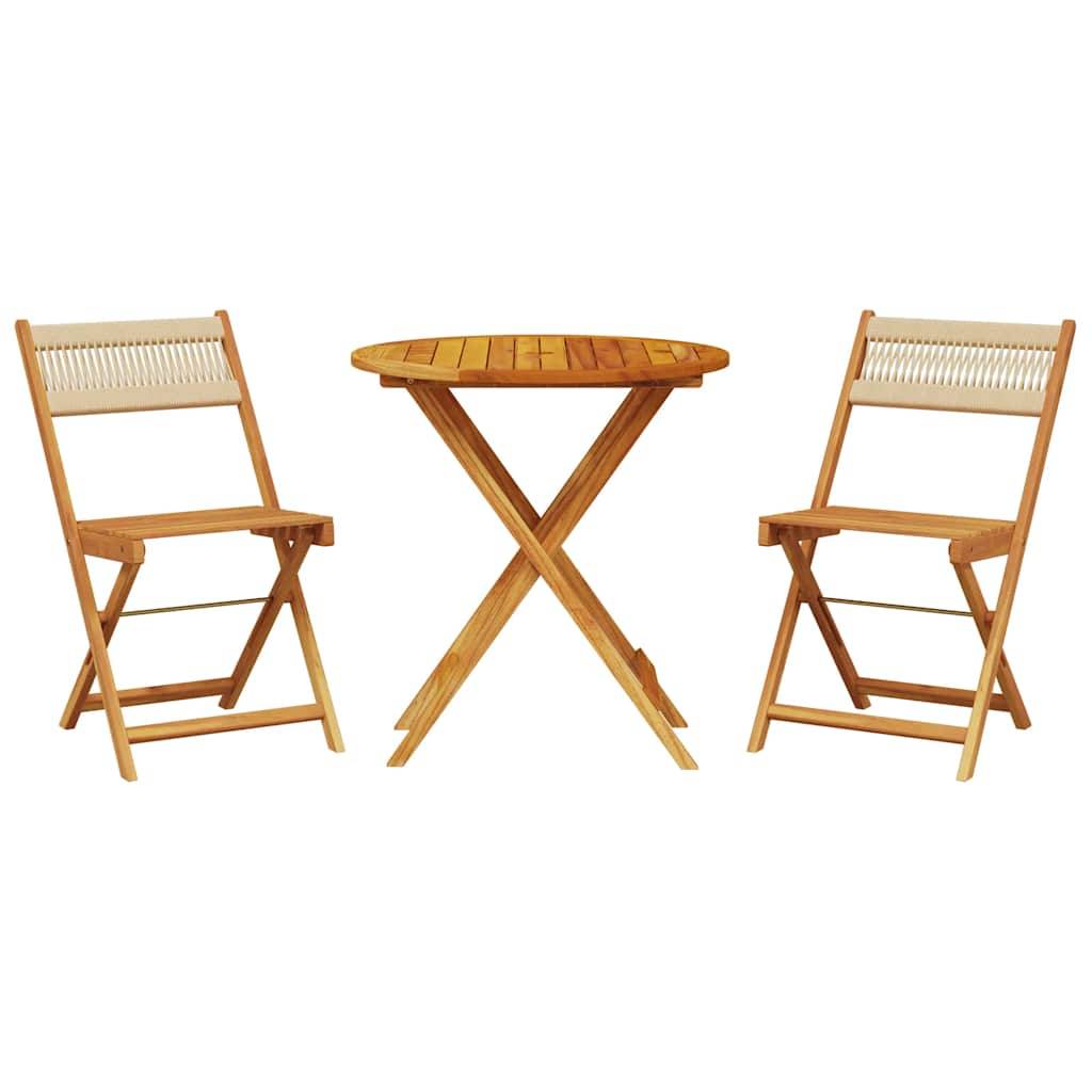 Vidaxl - Ensemble de bistro 3 pcs-Salons de jardin beige polypropylène et bois massif 940607 - Image 2