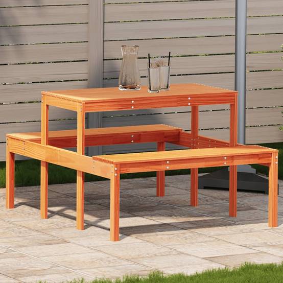 Table de pique-nique bois pin massif cire marron 110 x 134 x 75 cm - PANGIVO - Image 1