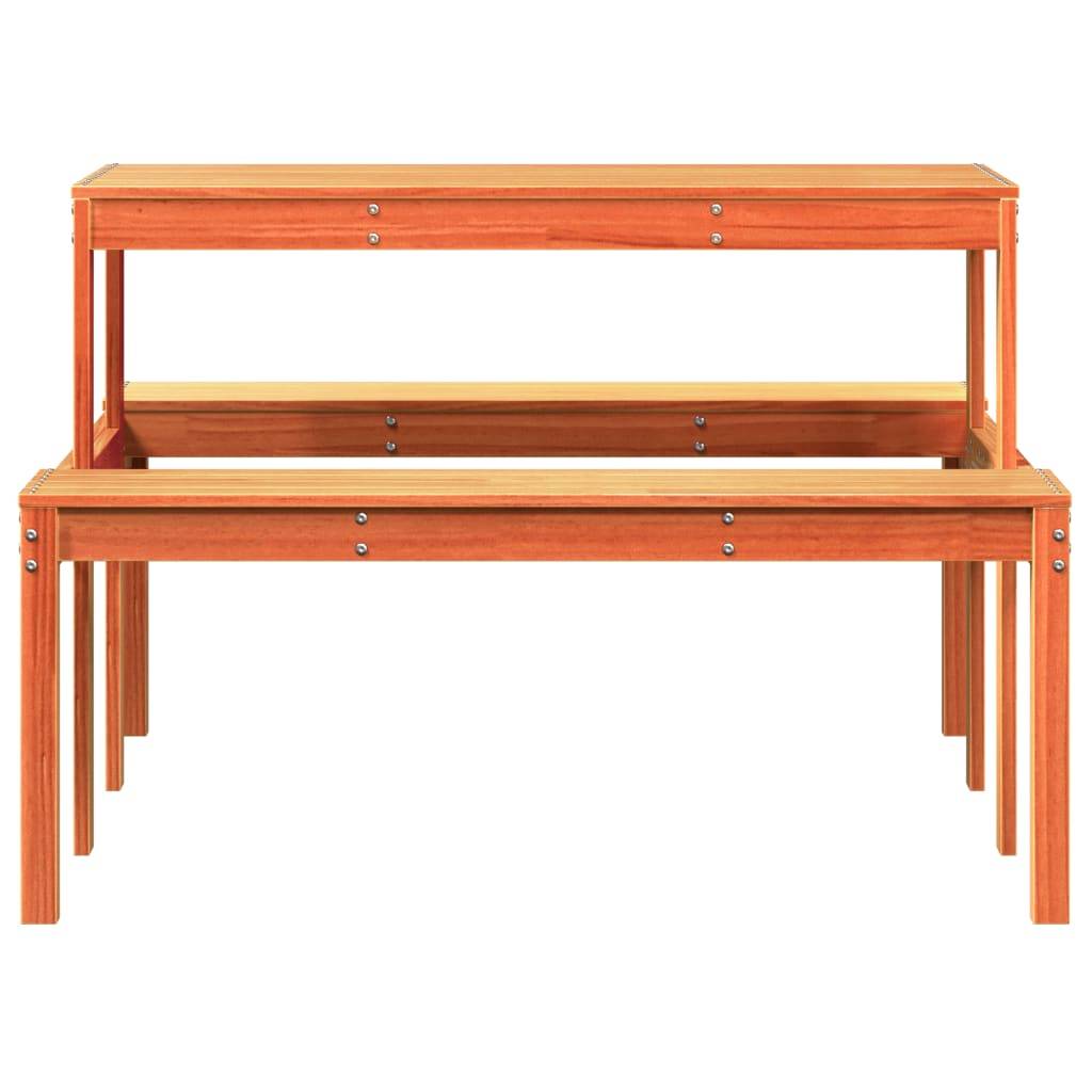 Table de pique-nique bois pin massif cire marron 110 x 134 x 75 cm - PANGIVO - Image 4