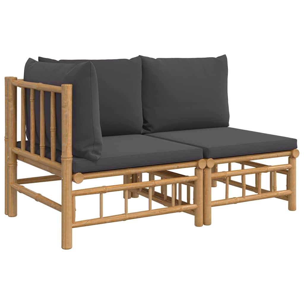 Vidaxl - Salon de jardin 2 pcs avec coussins gris foncé bambou vidaXL 362306 - Imagen 2