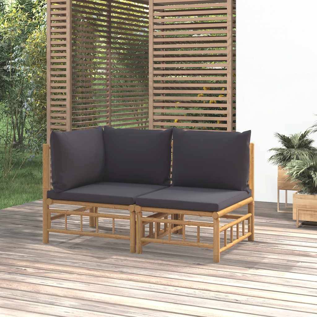 Vidaxl - Salon de jardin 2 pcs avec coussins gris foncé bambou vidaXL 362306 - Imagen 1