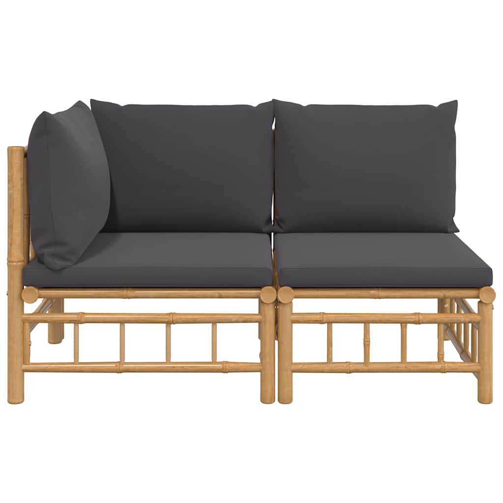 Vidaxl - Salon de jardin 2 pcs avec coussins gris foncé bambou vidaXL 362306 - Imagen 9