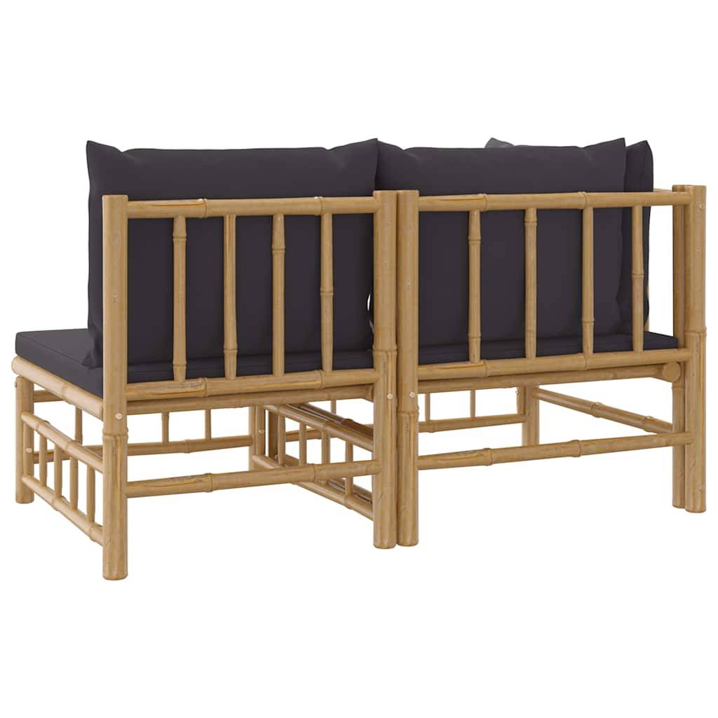 Vidaxl - Salon de jardin 2 pcs avec coussins gris foncé bambou vidaXL 362306 - Imagen 6