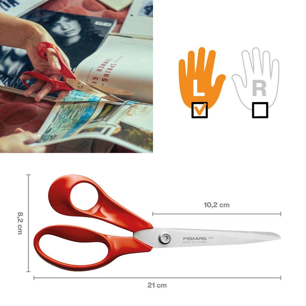 Fiskars - Ciseaux universels - Classic 21 cm pour gaucher - coupe papier et tissu - Image 3
