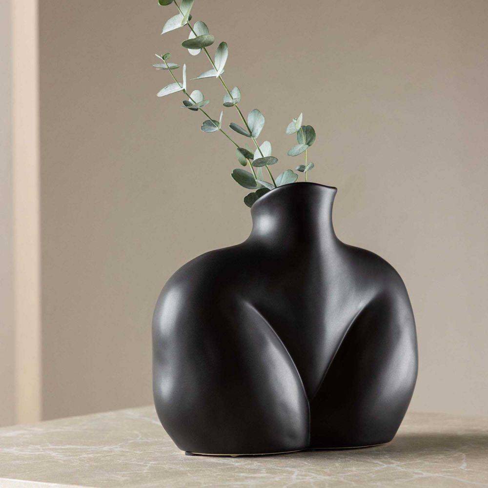 Venture Home - Vase en grès Harvey Noir - Imagen 2