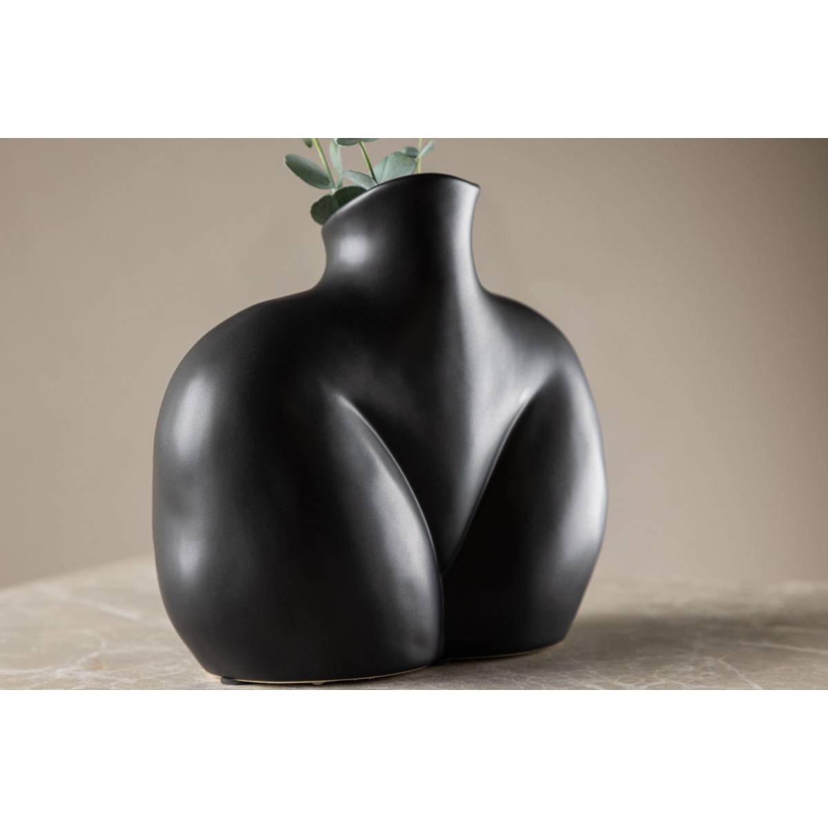 Venture Home - Vase en grès Harvey Noir - Imagen 7