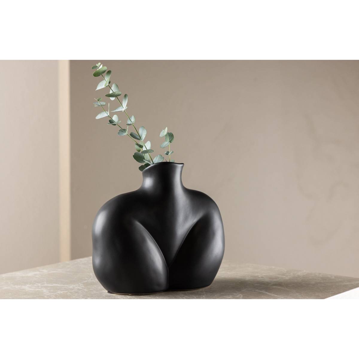 Venture Home - Vase en grès Harvey Noir - Imagen 8