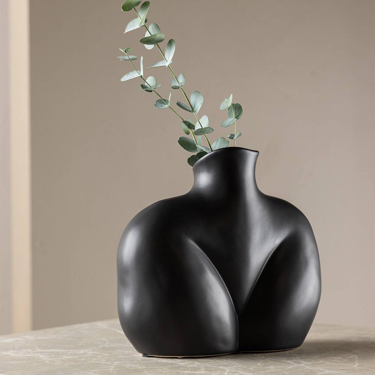 Venture Home - Vase en grès Harvey Noir - Imagen 6