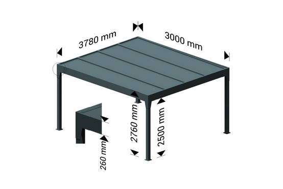 Ombrazur - Carport isotoit® MODERN îlot Gris anthracite 3,78x3,00m OMBRAZUR - Imagen 3