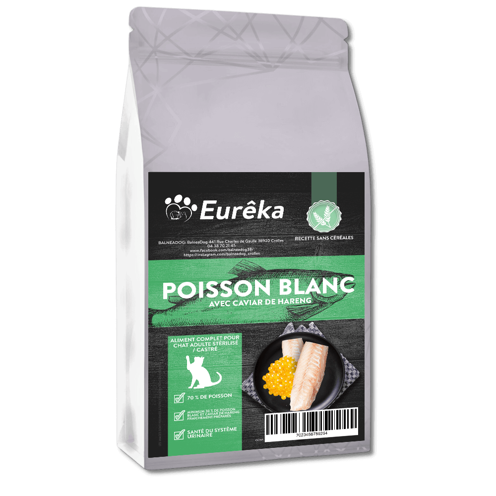 Croquettes chat adulte holistic sans céréales - Poisson Blanc avec Caviar de Hareng - 5 Kg - Image 1