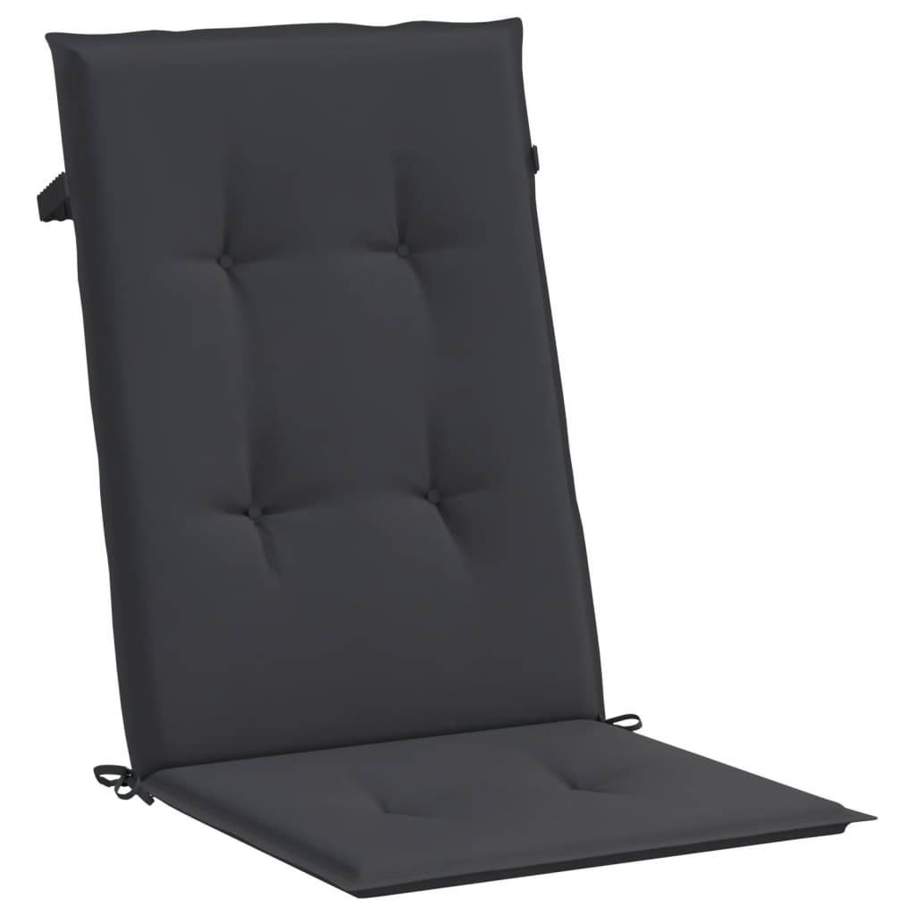 Coussins de chaise à dossier haut polyester noir 120 x 50 x 3 cm (lot de 6) - PANGIVO - Image 5