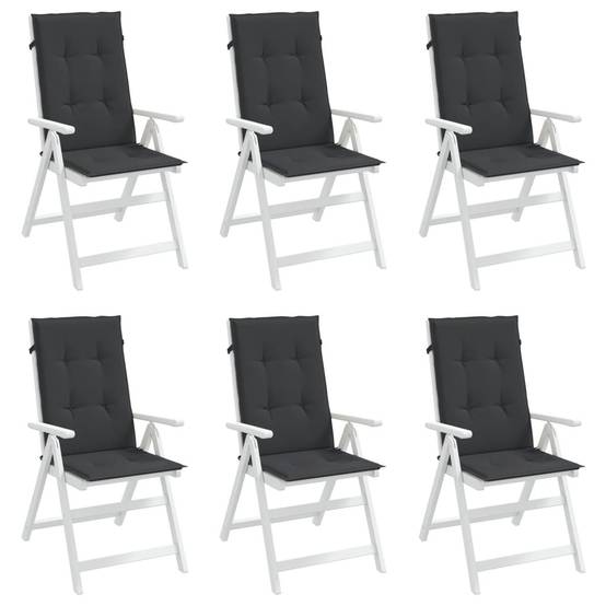 Coussins de chaise à dossier haut polyester noir 120 x 50 x 3 cm (lot de 6) - PANGIVO - Image 4