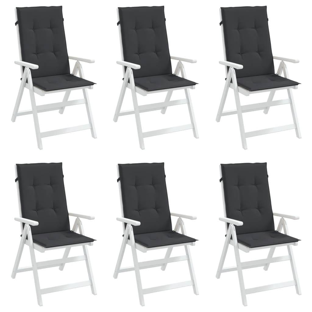 Coussins de chaise à dossier haut polyester noir 120 x 50 x 3 cm (lot de 6) - PANGIVO - Image 4