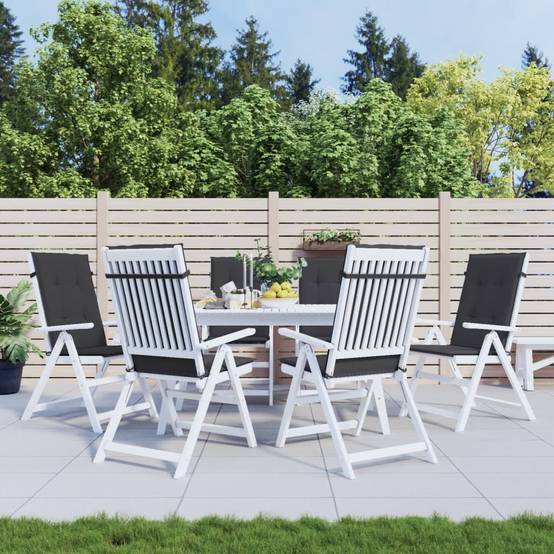 Coussins de chaise à dossier haut polyester noir 120 x 50 x 3 cm (lot de 6) - PANGIVO - Image 1