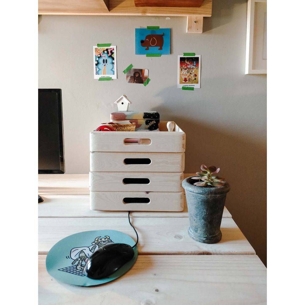 Caisse en bois de rangement 40 x 30 x 7 cm Astigarraga - Imagen 4