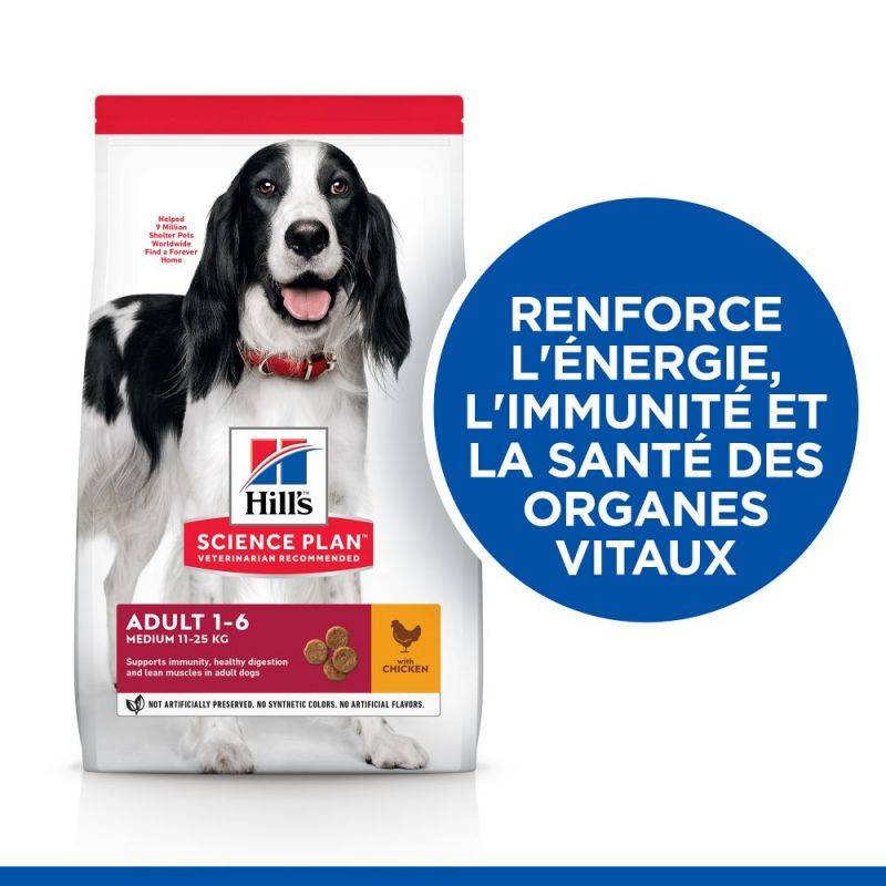 CROQUETTES CHIEN SCIENCE PLAN ADULT MEDIUM POULET - HILL'S 14 kg - Image 2