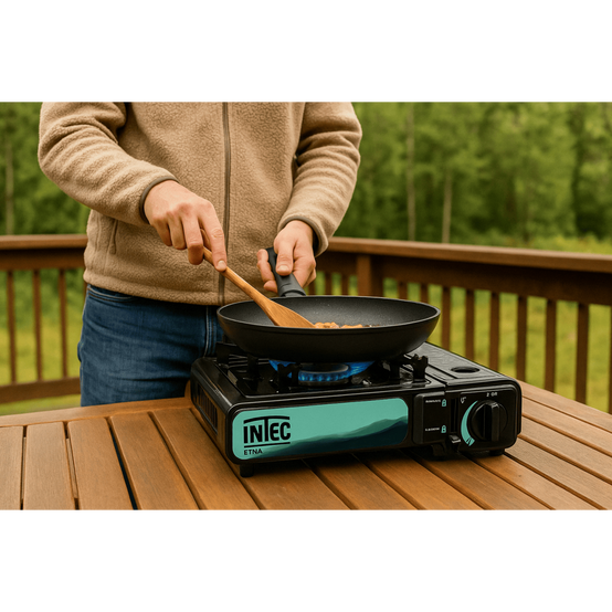 Réchaud à gaz portable 2200W Etna Camping Randonnée Chantier Cartouche gaz Camping Allumage Piezo Mallette INTEC - Imagen 2