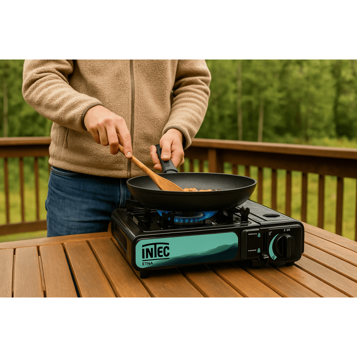 Réchaud à gaz portable 2200W Etna Camping Randonnée Chantier Cartouche gaz Camping Allumage Piezo Mallette INTEC - Imagen 2