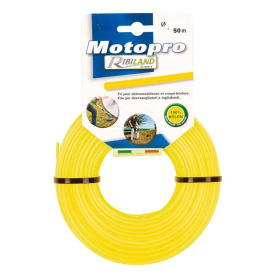 Ribimex - Fil rond 50m diamètre 3,3mm jaune motopro pour tête de débroussailleuse