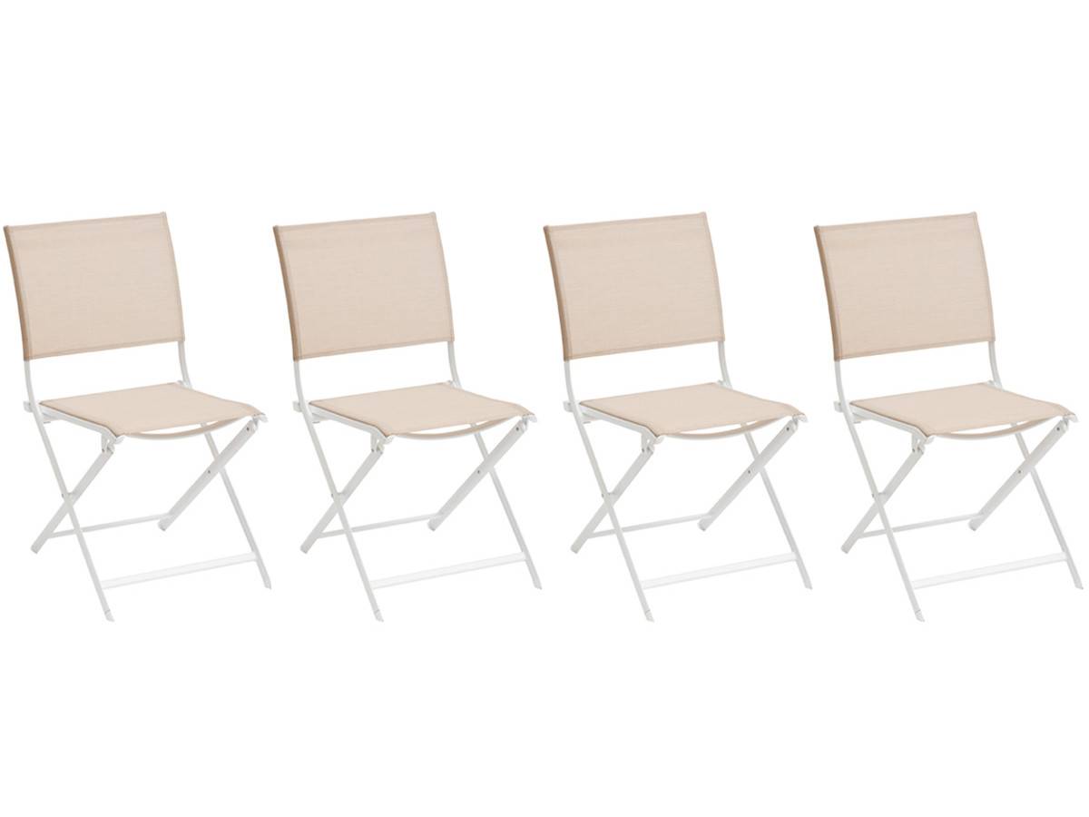 Hesperide - Lot de 4 chaises de jardin en aluminium pliables Lin et Blanc Axant - Hespéride - Imagen 1