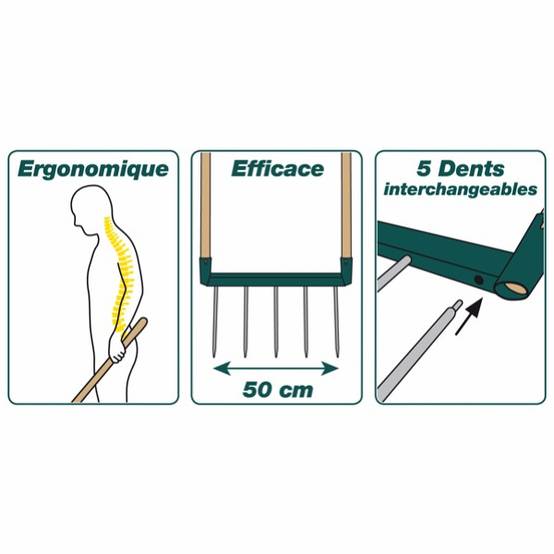 Leborgne - Grelinette LEBORGNE Biogrif 5 dents interchangeables l.50 cm - Image 3