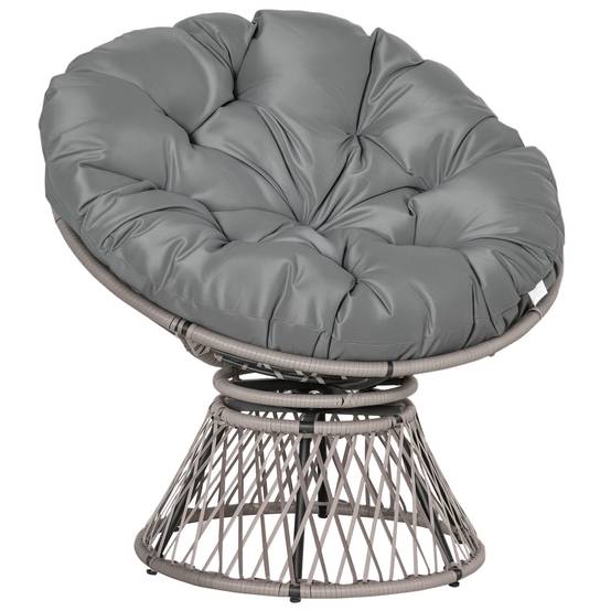 Fauteuil papasan résine tressée gris 87 x 97 x 86 cm - PANGIVO - Image 1