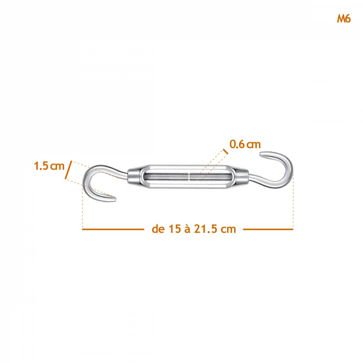 Linxor - Lot de 5 tendeurs de fil réglables en acier inoxydable - Double crochets- M6 - Linxor - Imagen 2