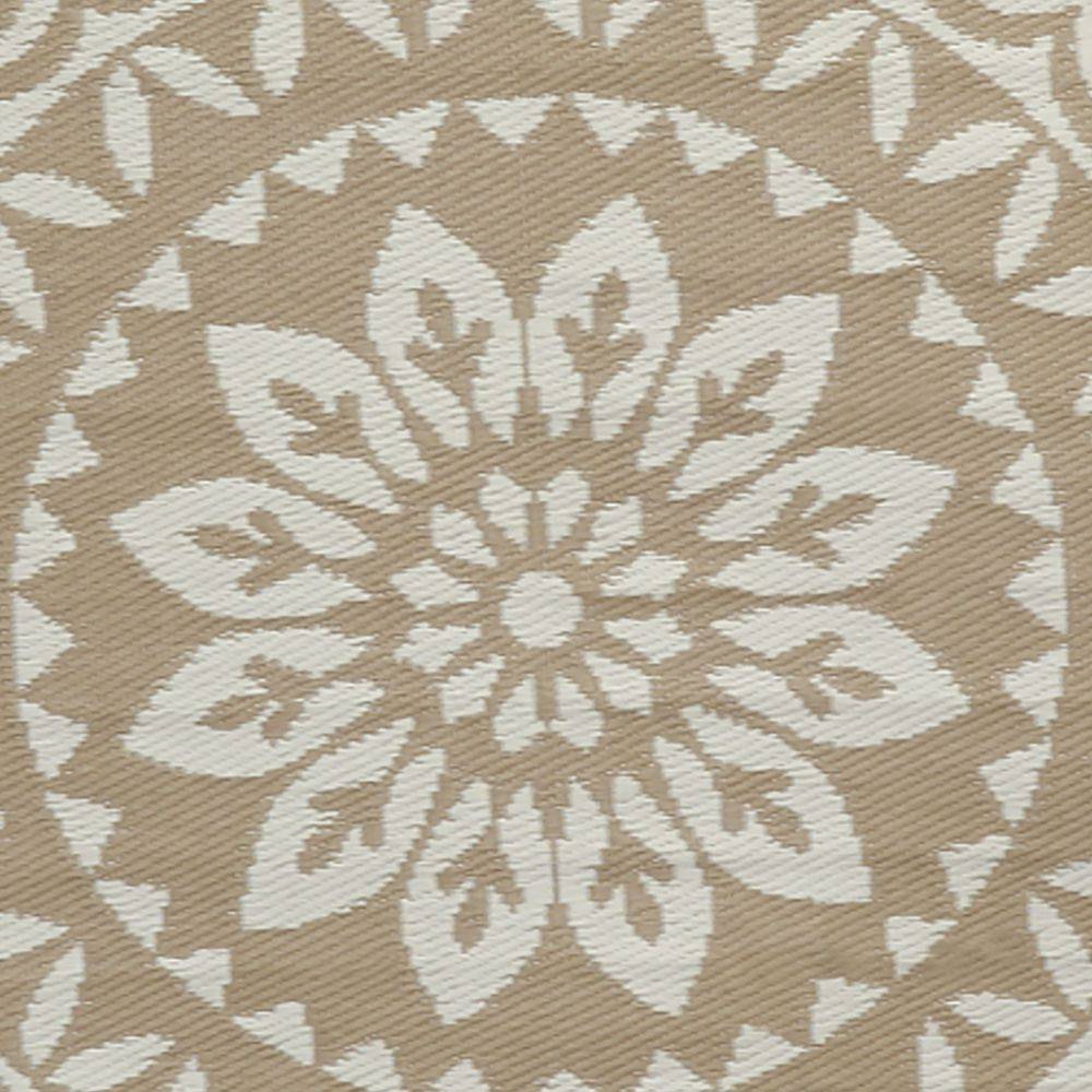 Aubry Gaspard - Tapis d'extérieur rond en polypropylène D150 cm Mandala - Beige - Imagen 3