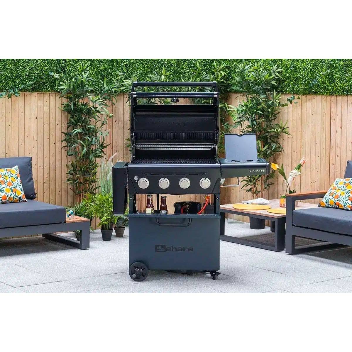 Barbecue à gaz mobile Sahara 18,7 kW, Cuisson polyvalente 4 brûleurs + 1 bruleur latéral - BBQ Idéal pour 8 à 10 convives - Imagen 4