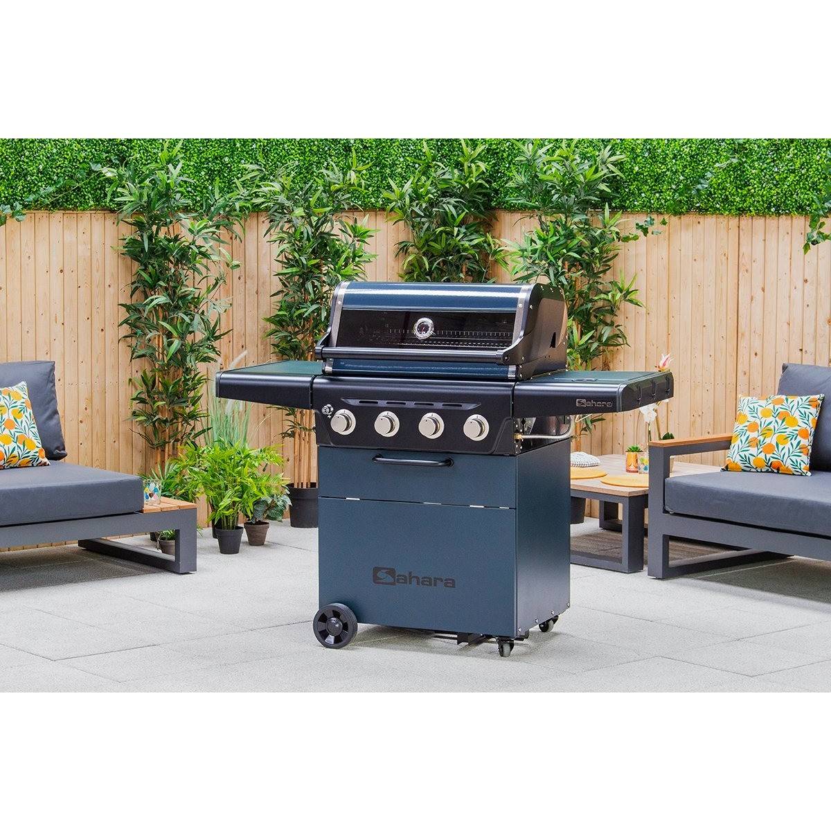 Barbecue à gaz mobile Sahara 18,7 kW, Cuisson polyvalente 4 brûleurs + 1 bruleur latéral - BBQ Idéal pour 8 à 10 convives - Imagen 3