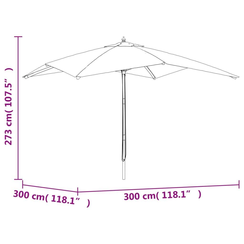 PANGIVO - Parasol de jardin bois dur bleu azuré 300 x 300 x 273 cm - PANGIVO - Image 7