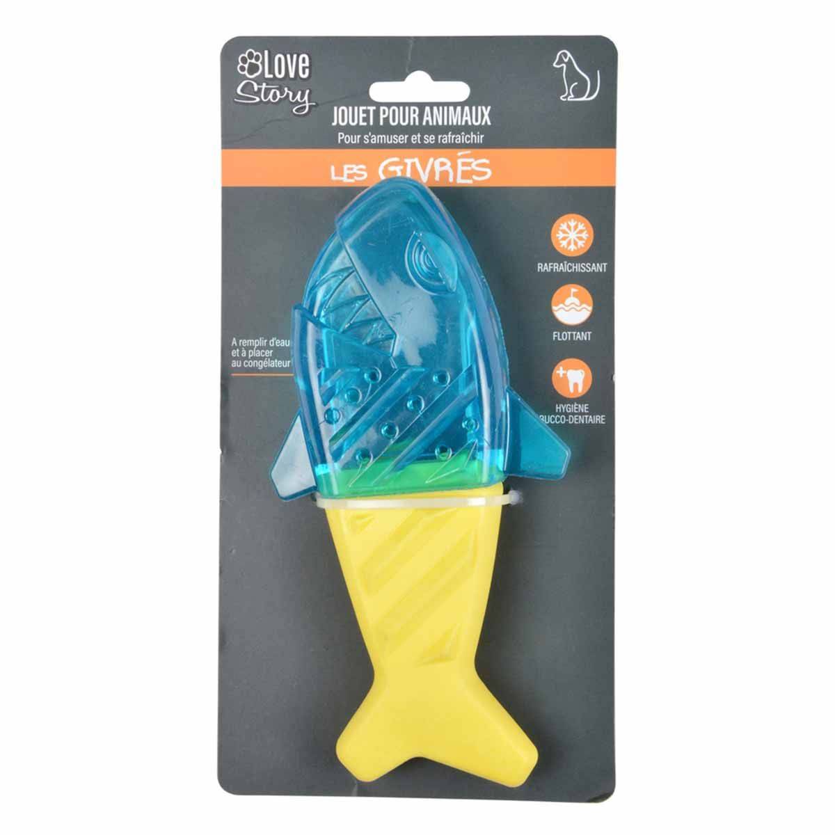 Love Story - Jouet pour Chien Givré "Requin" 18cm Bleu & Jaune - Image 4