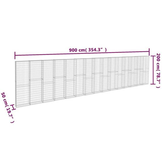 Cage Gabion Acier Galvanisé Séparation Extérieure Grande Capacité 900x50x200cm - ComfortXL Outdoor Living - Image 6