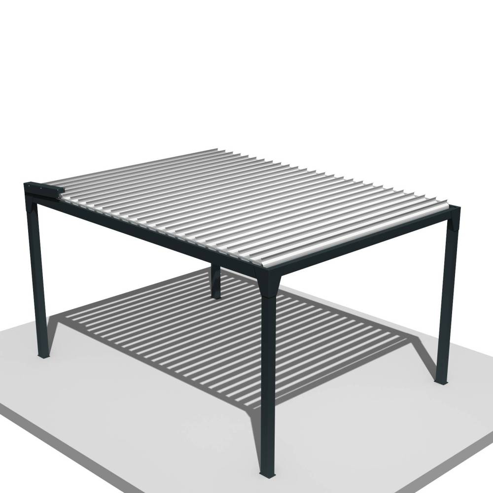 Intersun - Pergola Bioclimatique BERYL Ilot - Mixte Gris Anthracite/Blanc - 3,50x4,00 M - Vérin à Télécommande - Imagen 1