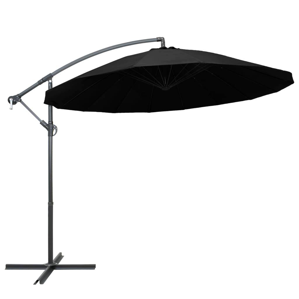 Helloshop26 - Parasol d'extérieur suspendu 3 m mât en aluminium noir - Imagen 1