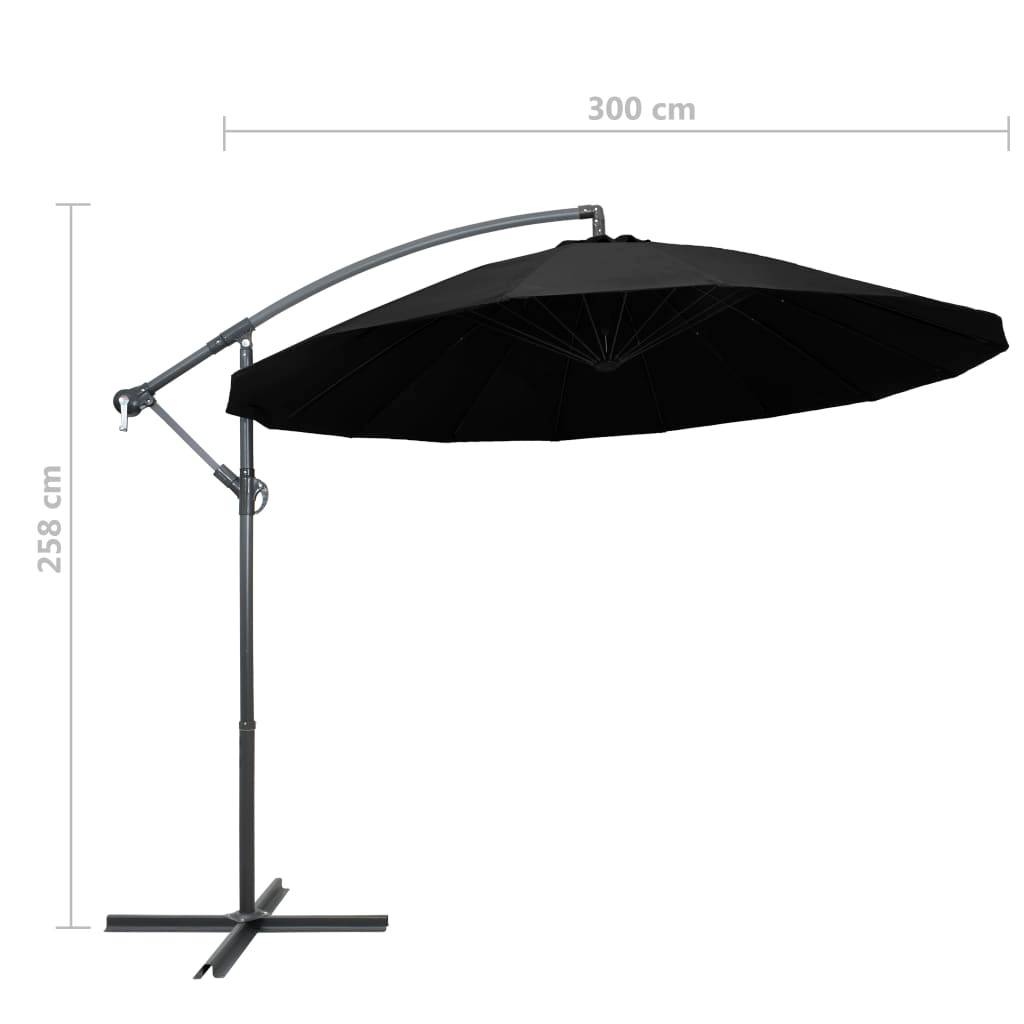 Helloshop26 - Parasol d'extérieur suspendu 3 m mât en aluminium noir - Imagen 8