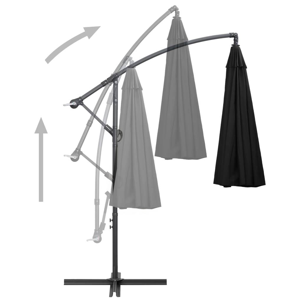 Helloshop26 - Parasol d'extérieur suspendu 3 m mât en aluminium noir - Imagen 4