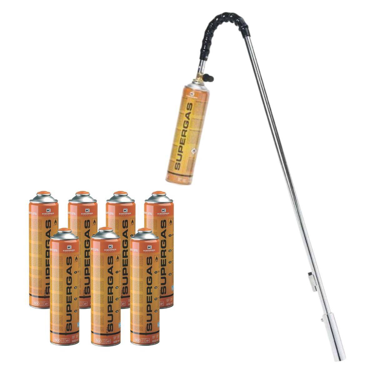 Désherbeur thermique brule herbes + 8 Cartouches de gaz 330g Chalumeau à gaz polyvalent Mauvaises Herbes, Allume Barbecue KEMPER - Image 1