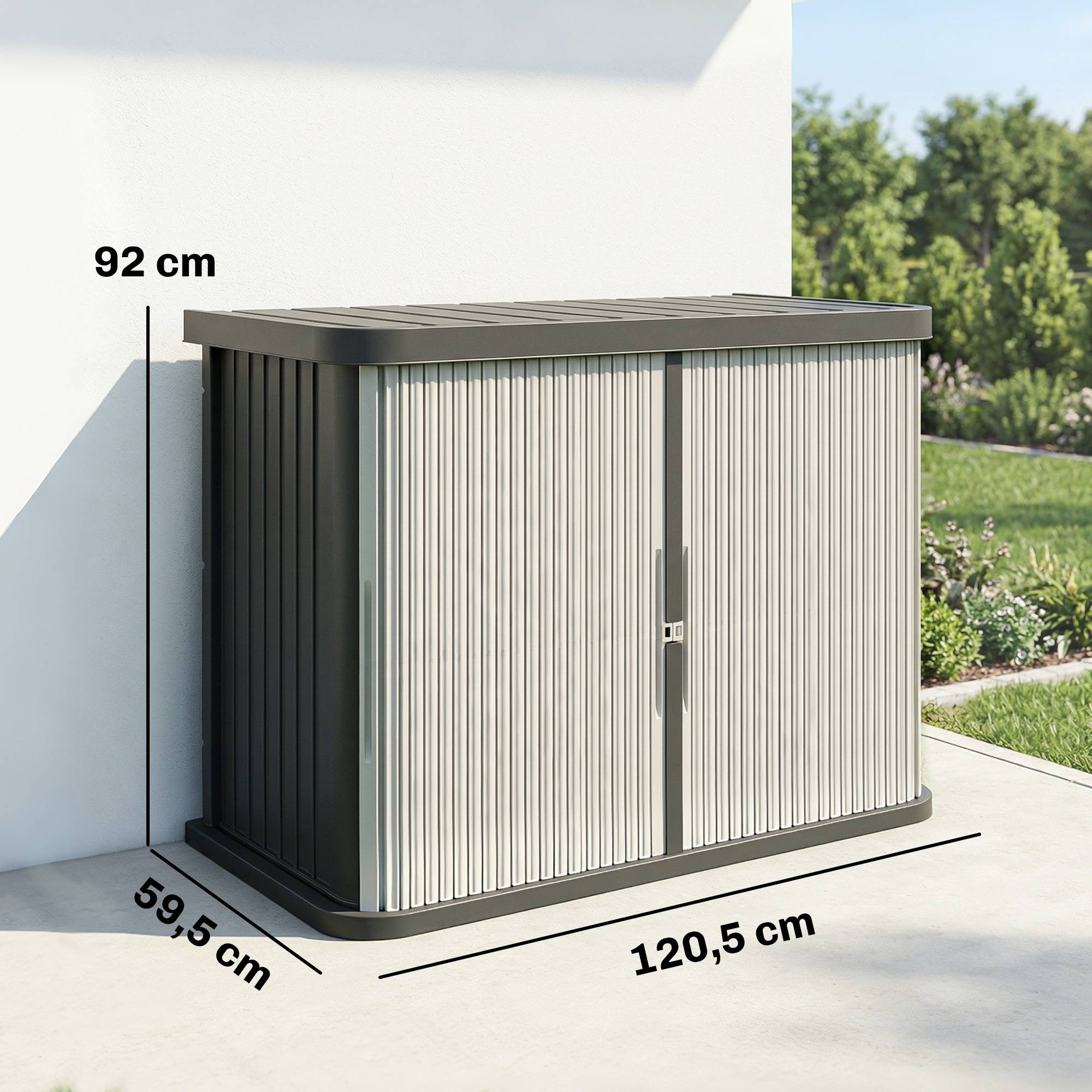 Coffre de Rangement Extérieur Résine Outils Jardin 2 Niveaux 120x59x92cm Marron - ComfortXL Outdoor Living - Image 5