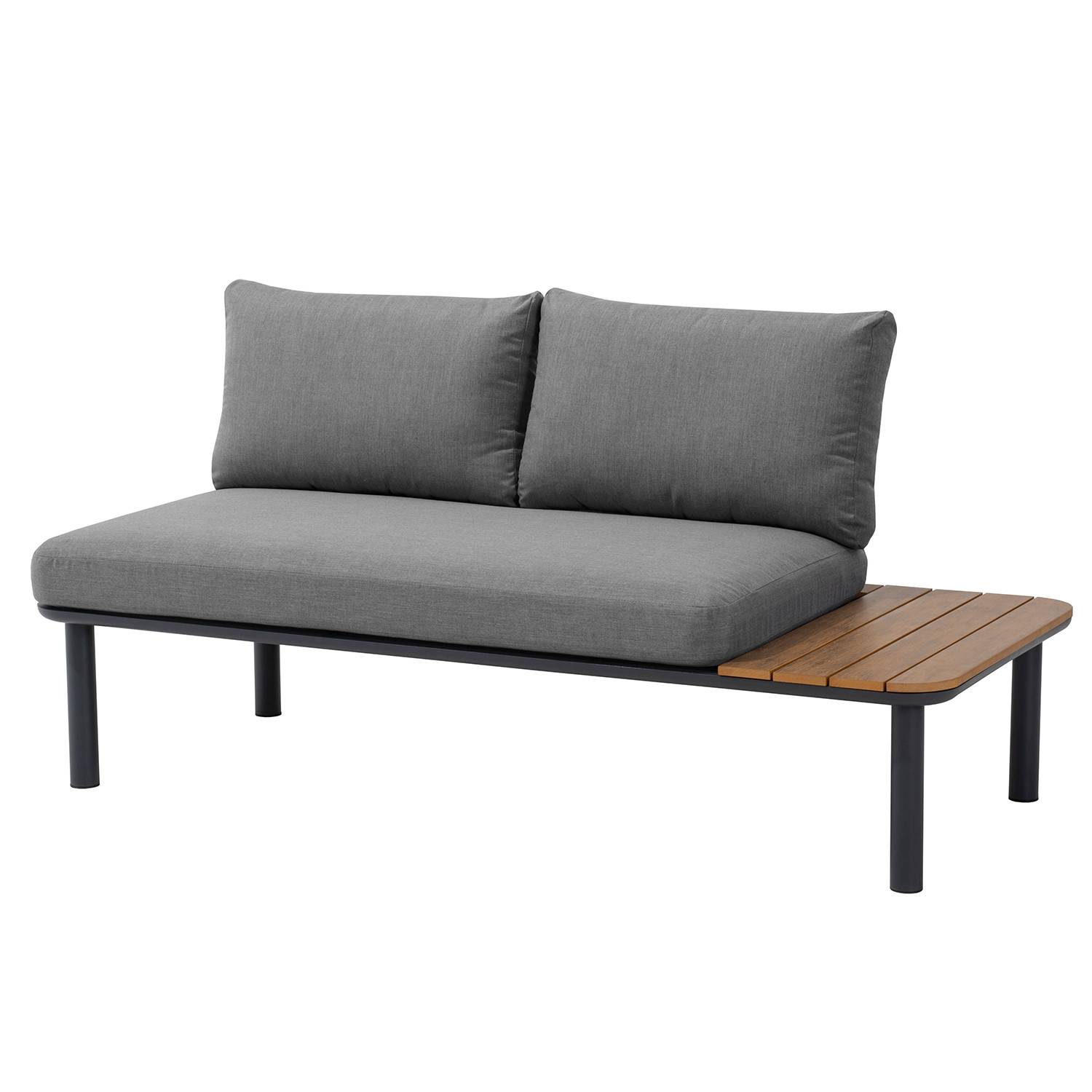Autre - Salon de jardin d'angle en aluminium et bois - 5 places - Gris - RIVOLI - Imagen 2