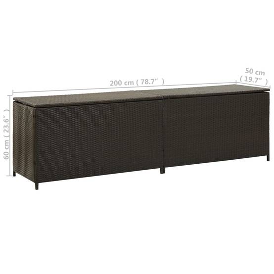 Coffre boîte meuble de jardin rangement résine tressée 200 x 50 x 60 cm marron - Image 7